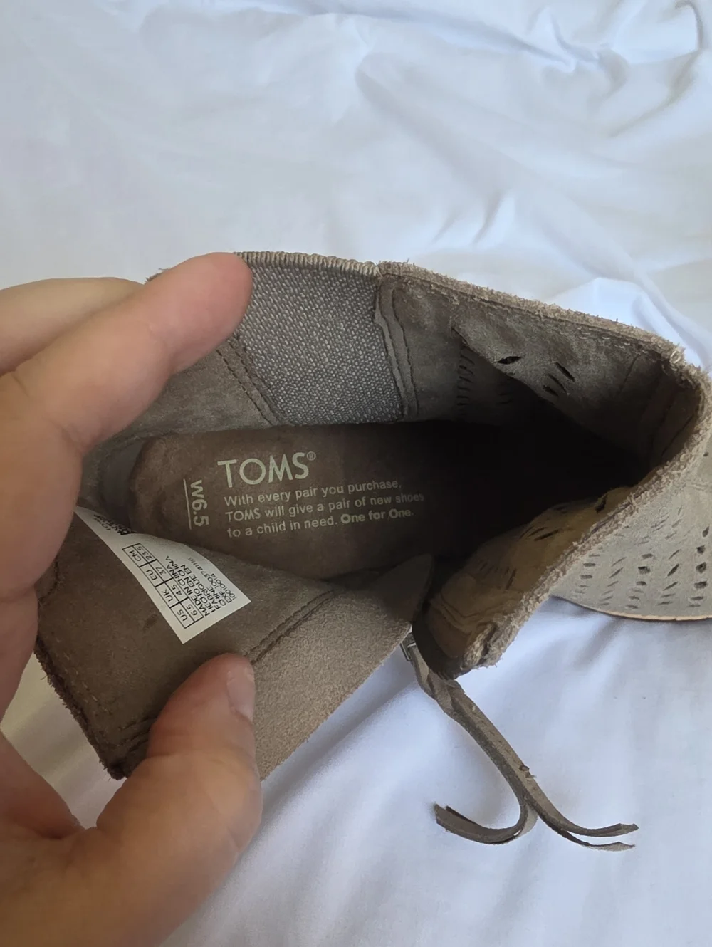 Toms Taupe Tan Majorca Womens Perforated Peep-Toe Suede Ankle Booties Size 6.5